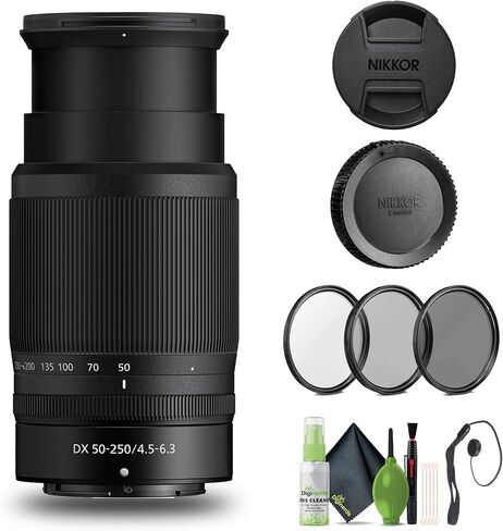 Nikon NIKKOR Z DX 50-250mm f/4.5-6.3 VR Telephoto Zoom Lens for Nikon Z Series Mirrorless Cameras (20085) + Filter Kit + Cap Keeper + Cleaning Kit (Renewed) in Saudi Arabia