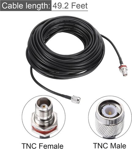 uxcell RG58 RF Coaxial Cable TNC Male to TNC Female Pigtail Jumper Cable 49.2 Feet in Saudi Arabia