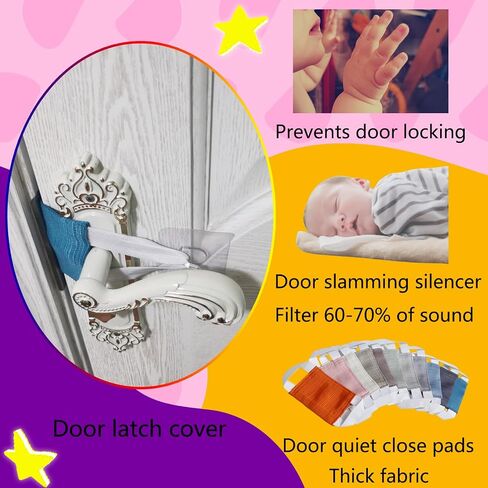SLIFEOW Door Handle Silencer Cloth Latch Covers, Baby Door Cover Quiet Close Pads to Reduce Slamming Noise, Door Latch Cushion with 3 Hooks to Prevent Slamming (3, Beige, 4.1 * 3.1 inches) in Saudi Arabia