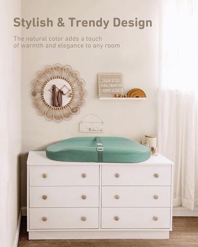 وسادة تغيير محيطية مع غطاءين ناعمين وقابلين للغسل وبطانة وسادة تغيير مقاومة للماء، وبطانة مقاومة للماء من الفوم لطاولة تغيير ملابس الأطفال لخزانة الملابس، مقاس 81.28 سم × 40.64 سم، أخضر داكن in Kuwait