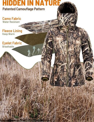 NEW VIEW Womens Hunting Clothes, Upgraded Ultra-Quiet Water Resistant Camo Hunting Jacket for Duck Waterfowl Deer Hunting in Saudi Arabia
