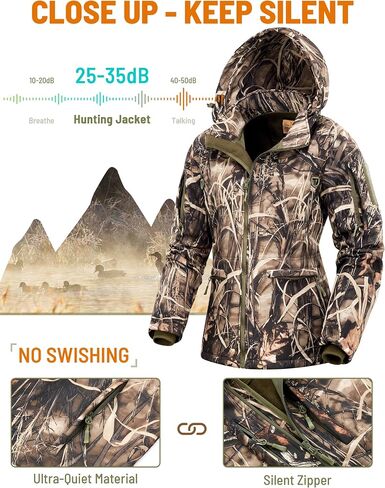 NEW VIEW Womens Hunting Clothes, Upgraded Ultra-Quiet Water Resistant Camo Hunting Jacket for Duck Waterfowl Deer Hunting in Saudi Arabia