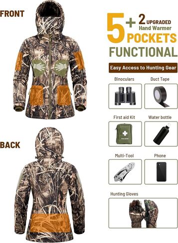 NEW VIEW Womens Hunting Clothes, Upgraded Ultra-Quiet Water Resistant Camo Hunting Jacket for Duck Waterfowl Deer Hunting in Saudi Arabia