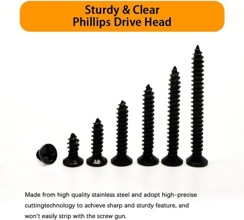 Indprod M4 Flat Head Self Tapping Wood Screws Assortment Fasteners Kit 360Pcs,Phillips Drive Countersunk Head Self-Tapping Screws,Carbon Steel in Saudi Arabia