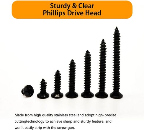 Indprod M4 Flat Head Self Tapping Wood Screws Assortment Fasteners Kit 360Pcs,Phillips Drive Countersunk Head Self-Tapping Screws,Carbon Steel in Saudi Arabia
