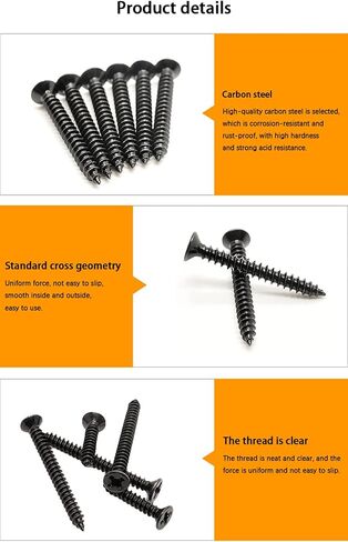 Indprod M4 Flat Head Self Tapping Wood Screws Assortment Fasteners Kit 360Pcs,Phillips Drive Countersunk Head Self-Tapping Screws,Carbon Steel in Saudi Arabia