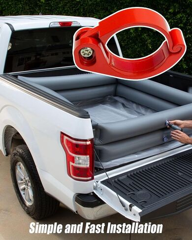 قفل الباب الخلفي المضاد للسرقة مناسب لسيارة Ford F-Series F150 F250 F350 2016-2023، أقفال الباب الخلفي مع سبائك الألومنيوم شديدة التحمل للشاحنة - أحمر in Saudi Arabia