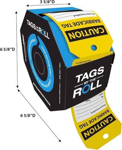 Accuform 100 "Caution Barricade TAG" Tags by-The-Roll, US Made OSHA Compliant Tags, Tear & Water Resistant PF-Cardstock, 6.25" x 3" x 0.01", TAR136 in Kuwait
