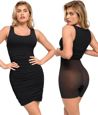 فستان Popilush The Shapewear Dress Ruched - فستان Bodyson بدون أكمام للنساء فستان صيفي in Saudi Arabia