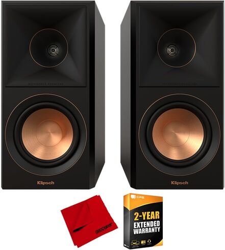 مكبرات صوت رف الكتب Klipsch 1070017 RP-500M II - صوت عالي الدقة، حزمة من خشب الأبنوس (زوج) مع قطعة قماش تنظيف من الألياف الدقيقة مقاس 6 × 6 بوصات وحزمة حماية معززة لمدة عامين CPS in Saudi Arabia