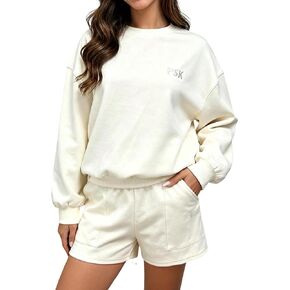 Women’s Two-Piece Fall Set Long Sleeve Sweatshirt Shorts Casual Outfit 2025 oversized sweatsuit in Saudi Arabia