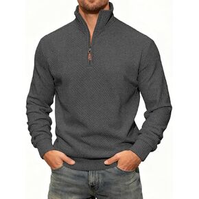 Mens Sweatshirt Pullover Quarter Zipper Sweater Casual Long Sleeve Stand Collar Sweaters in Kuwait