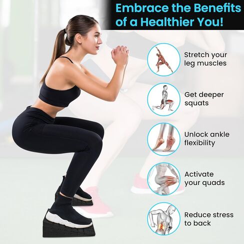 Squat Wedge Blocks – Heel Elevated Squat Ramp for Improved Form & Mobility – Non-Slip Slant Board for Weightlifting, Calf Raises, Stretching & Gym Workouts – Heavy-Duty Rubber in Saudi Arabia