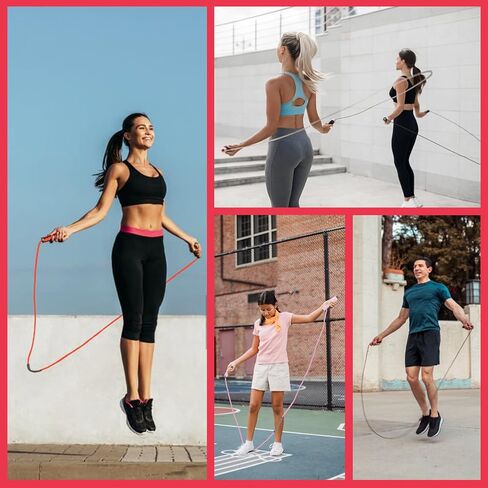 Weighted Jump Rope Nylon Adjustable - Tangle-Free Jump Rope for Women, Men, Kids, and Adults with Foam Handle, Rapid Speed with Ball Bearings, 360° Rotation Jumprope for Exercise, Fitness and Training in Saudi Arabia