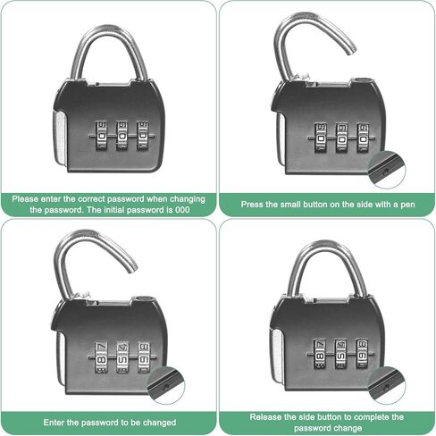 2-Set Security Cable Lock with 3 Digit Combination Lock, 6.56FT PVC Coated Steel Luggage Lock Wire Rope for Luggage Suitcase/Outdoor Travel/Bike, Double Loop Cable [Black+Silver] in Saudi Arabia