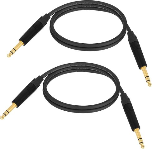 Superbat Premium 6.35mm TRS Balanced Stereo Audio Cable 2FT,24AWG Low Noise Dual Shielded with Gold Plated Connectors for Electric Guitar, Bass, Keyboard, Amp, Speaker 2-Pack in Saudi Arabia