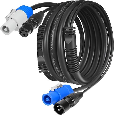 SMALL-EYE 3 Pin DMX & Power Con Combo Link Cable 25 ft - 13AWG Power Control DMX ذكر إلى أنثى سلك لتركيبات الإضاءة in Kuwait