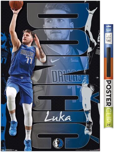 Trends International NBA Dallas Mavericks - ملصق حائط Luka Doncic 19، 22.375 بوصة × 34 بوصة، حزمة ملصق ومشبك ممتاز in Saudi Arabia