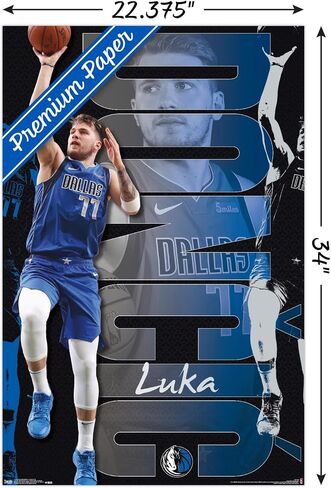 Trends International NBA Dallas Mavericks - ملصق حائط Luka Doncic 19، 22.375 بوصة × 34 بوصة، حزمة ملصق ومشبك ممتاز in Saudi Arabia