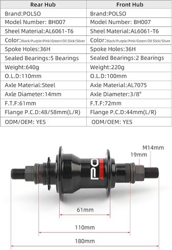 POLSO BH007 9T LHD RHD 5 Sealed Bearings BMX Hub Cassette Bicycle Hubs 120 Click Sounds Bike Hubs in Saudi Arabia