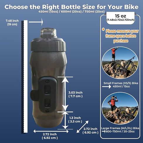 Magnetic Cycling Water Bottle with Bike Mount – 450ml / 15oz, Quick Snap-Release, Cage-Free, One-Handed Access – M5 Screws Included – Fits MTB, Road & Gravel Bikes in Saudi Arabia