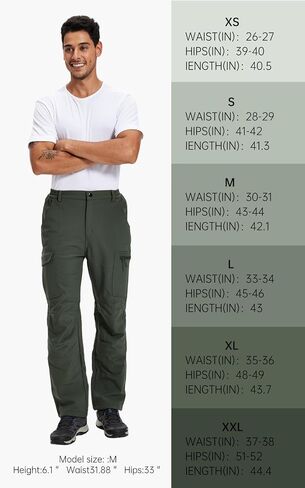 Men's Snow Ski Hiking Cargo Pants Fleece Lined Waterproof Insulated Softshell Warm Outdoor Winter Work Travel Pants in Saudi Arabia