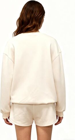 Women’s Two-Piece Fall Set Long Sleeve Sweatshirt Shorts Casual Outfit 2025 oversized sweatsuit in Saudi Arabia