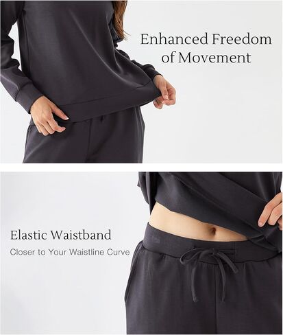 GYS طقم مكون من قطعتين للنساء طقم صالة بدلة رياضية مطابقة سويت شيرت Sweatpants الخريف ملابس السفر بدلة رياضية مع جيوب in Kuwait