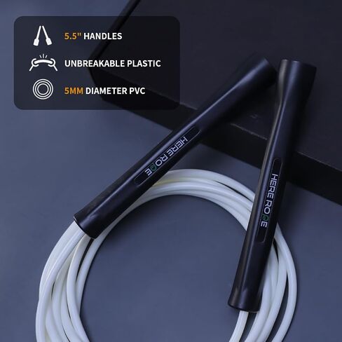 Jump Ropes for Men Women Kid, 5mm PVC Jumprope With Shatterproof Handles, 2 Ropes, Hererope Adjustable Skipping Rope Design for Speed, Boxing, Cardio and Endurance Training, Workout in Saudi Arabia