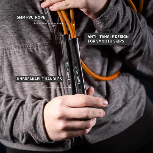 Jump Ropes for Men Women Kid, 5mm PVC Jumprope With Shatterproof Handles, 2 Ropes, Hererope Adjustable Skipping Rope Design for Speed, Boxing, Cardio and Endurance Training, Workout in Saudi Arabia