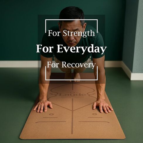 Laude Cork Yoga Mat + Ball Set – Sustainable Non Slip Yoga Mat with Strap – Thick Yoga Mat, Pilates Mat Thick & Workout Mat – Eco-Friendly Cork & Rubber Mat with Alignment Lines, Superior Grip, Sweat-Resistant & Durable 72"x26" in Saudi Arabia
