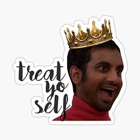 Treat yo self Tom Haverford Sticker - Sticker Graphic - Waterproof - Fade Resistant Die Cut in Saudi Arabia