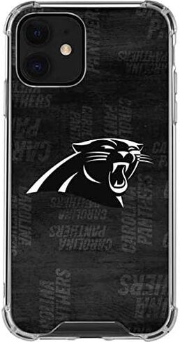 حافظة هاتف Skinit الشفافة متوافقة مع iPhone 12 Mini - تصميم NFL Carolina Panthers باللونين الأبيض والأسود المرخص رسميًا in Saudi Arabia