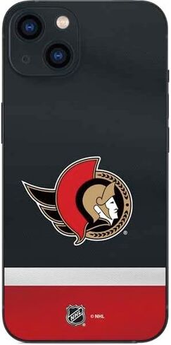 غلاف هاتف Skinit متوافق مع iPhone 15 - تصميم جيرسي مرخص رسميًا من NHL Ottawa Senators Jersey in Saudi Arabia