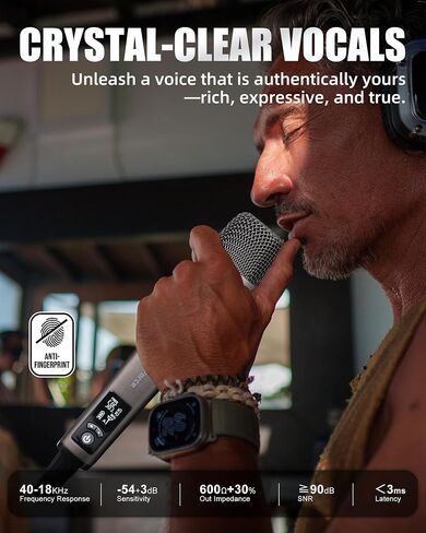 Wireless Microphones, Professional Karaoke Microphone, Dual-Mic UHF System with 260ft Range, All-Metal Portable Microphone for Singing, Speaking, Meetings and Events in Kuwait