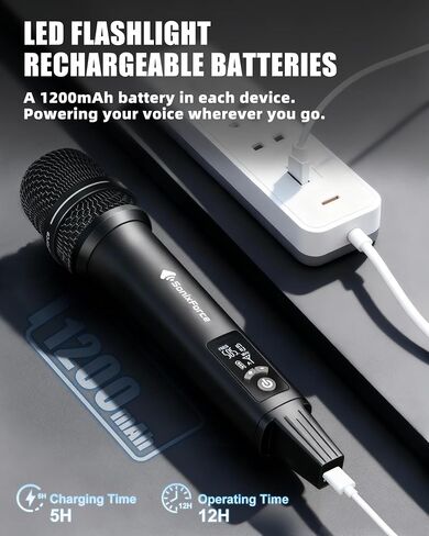 Wireless Microphones, Professional Karaoke Microphone, Dual-Mic UHF System with 260ft Range, All-Metal Portable Microphone for Singing, Speaking, Meetings and Events in Kuwait