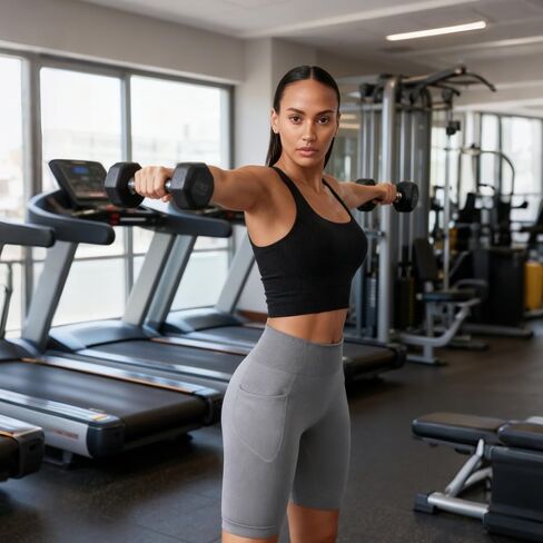 Women Square Neckline Sports Bra Padded Basic Workout Y-Back Racerback Cropped Tank Top in Saudi Arabia