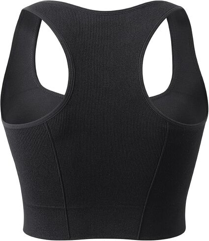 Women Square Neckline Sports Bra Padded Basic Workout Y-Back Racerback Cropped Tank Top in Saudi Arabia