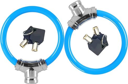2Pcs 11mm Bike Lock - 7-Pin Zinc Alloy Ring Lock with Keys, 112g Lightweight & Chain Extended for Bicycle/E-Bike, Secure for Quick Stops-Blue in Saudi Arabia