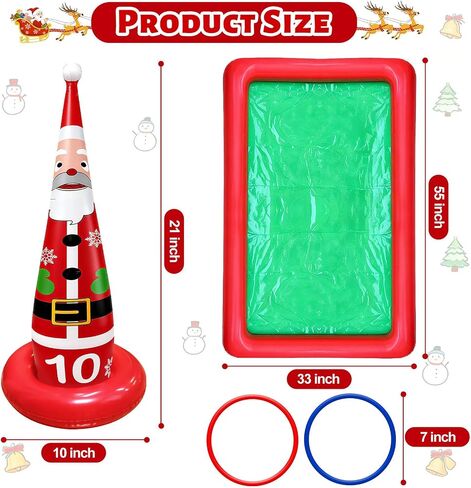 16 PCS Christmas Ring Toss Game Set for Kids Adults Santa Snowmen Elf Reindeer Nutcrackers Inflatable Christmas Games Family Toys for Home Xmas Carnival Party Supplies Favors Indoor Outdoor Decoration in Saudi Arabia