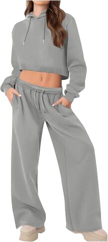 خريف 2 قطعة ملابس للنساء 2025 الصوف جرزاية المحاصيل قناع السترة البلوز الأعلى عداء ببطء Sweatpant رياضية in Kuwait