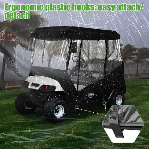 حاويات قيادة عربة الغولف العالمية 10L0L لعربة الغولف Yamaha Club Car EZGO 2 للركاب، مقاومة للماء في جميع الأحوال الجوية (أسود) in Saudi Arabia