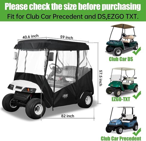 حاويات قيادة عربة الغولف العالمية 10L0L لعربة الغولف Yamaha Club Car EZGO 2 للركاب، مقاومة للماء في جميع الأحوال الجوية (أسود) in Saudi Arabia