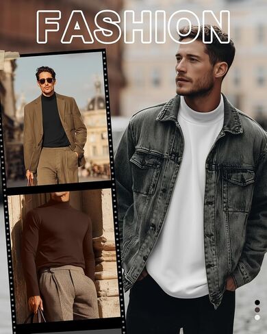 3 Pack Men's Long Sleeve Tees, Thermal Pullover Sweaters Mock Turtleneck Tops Basic Solid Undershirts in Saudi Arabia