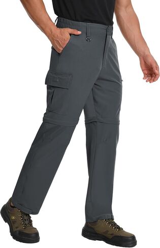 Mens Hiking Pants Convertible Quick Dry Zip Off Tactical Cargo Pants Water Resistant Lightweight Outdoor Pants with 6 Pockets in Saudi Arabia