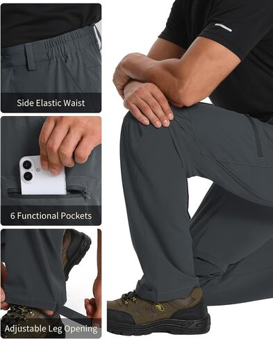 Mens Hiking Pants Convertible Quick Dry Zip Off Tactical Cargo Pants Water Resistant Lightweight Outdoor Pants with 6 Pockets in Saudi Arabia