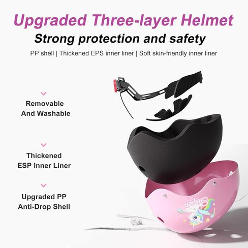 خوذة دراجة للأطفال الصغار، 7 قطع خوذة للأطفال - وسادات للركبة والكوع، واقيات المعصم، مجموعة خوذة ومنصات للأطفال يونيكورن، خوذة لوح التزلج خوذة سكوتر لركوب الدراجات والتزحلق على الجليد in Kuwait