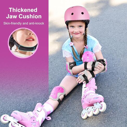 خوذة دراجة للأطفال الصغار، 7 قطع خوذة للأطفال - وسادات للركبة والكوع، واقيات المعصم، مجموعة خوذة ومنصات للأطفال يونيكورن، خوذة لوح التزلج خوذة سكوتر لركوب الدراجات والتزحلق على الجليد in Kuwait