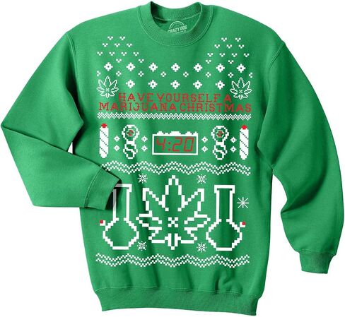 Crazy Dog T-Shirts Unisex Have Yourself A Marijuana Christmas Crew Neck Sweatshirt For Xmas Party in Saudi Arabia