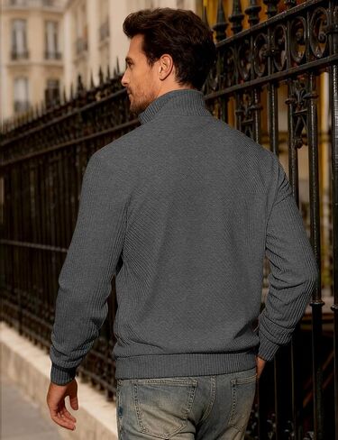 Mens Sweatshirt Pullover Quarter Zipper Sweater Casual Long Sleeve Stand Collar Sweaters in Kuwait